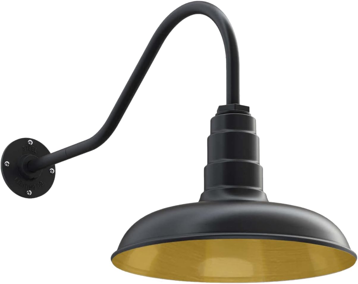 Black Steel Dome Gooseneck Barn Light R882