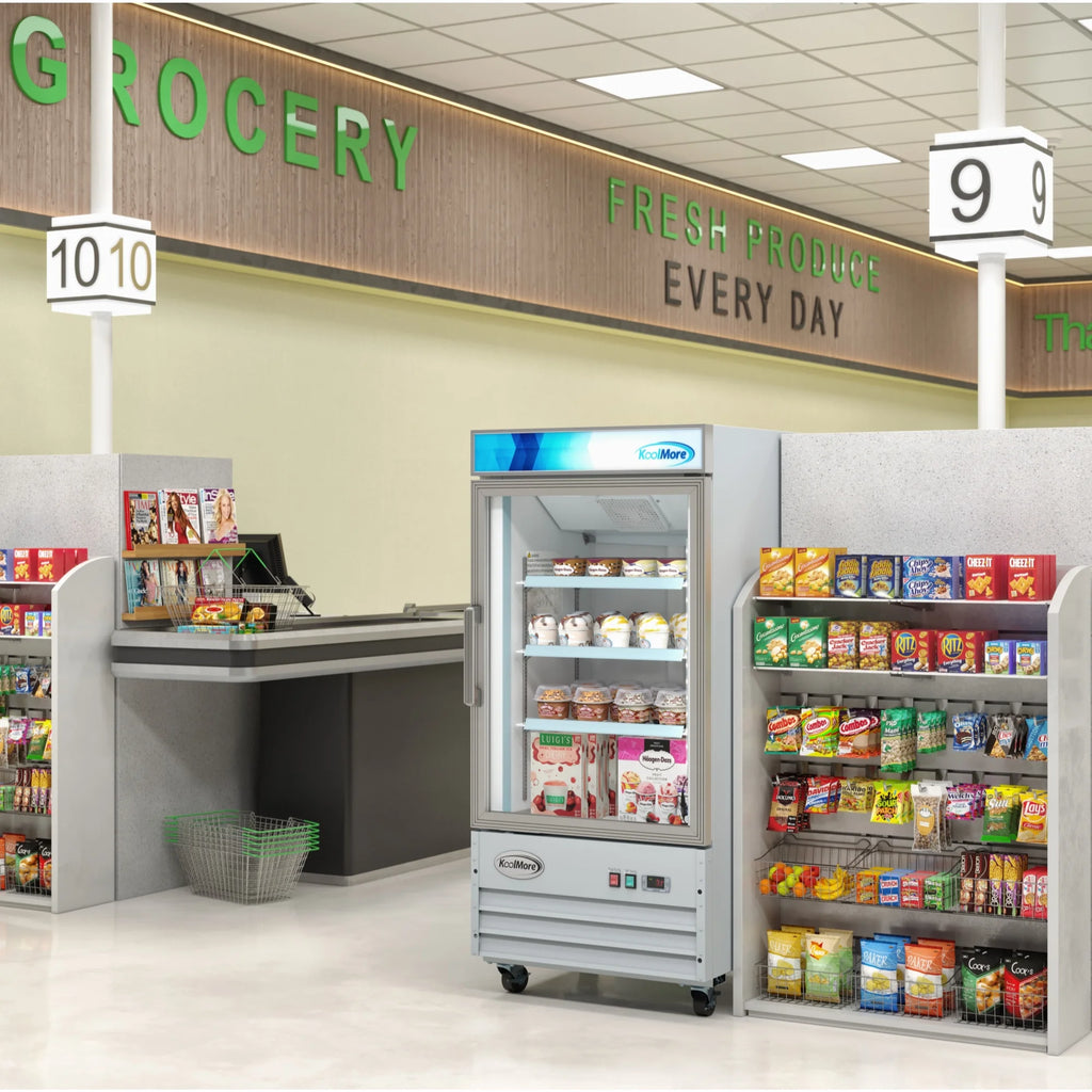 26 in. 1-Door Commercial Display Merchandiser Freezer 9 cu. ft. White V4434