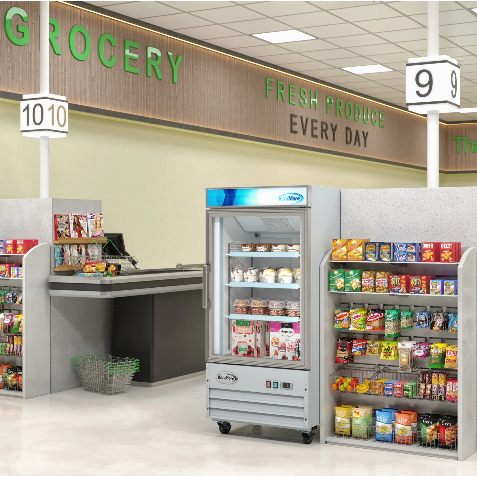 26 in. 1-Door Commercial Display Merchandiser Freezer 9 cu. ft. White V4434