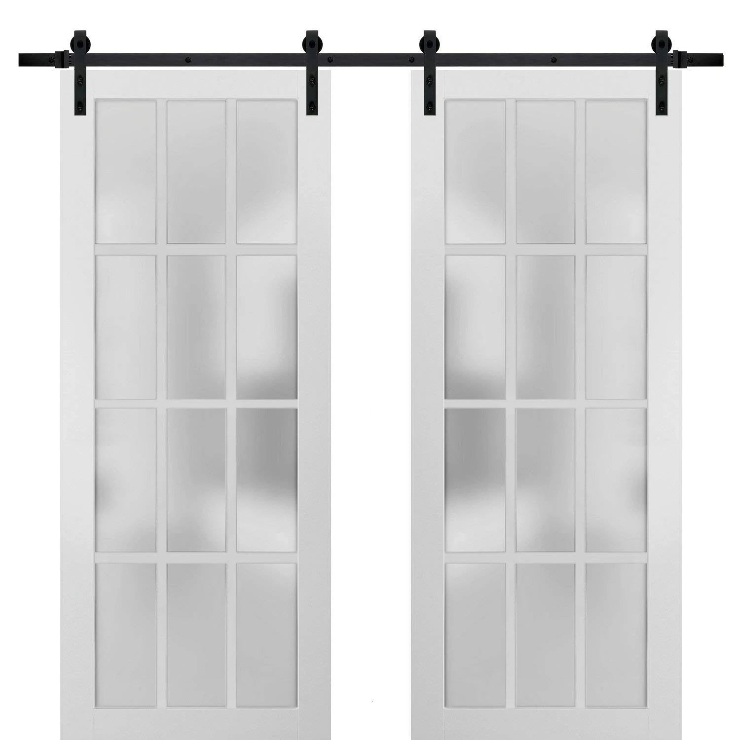 Sliding Barn Door with Hardware and Frosted Glass O261