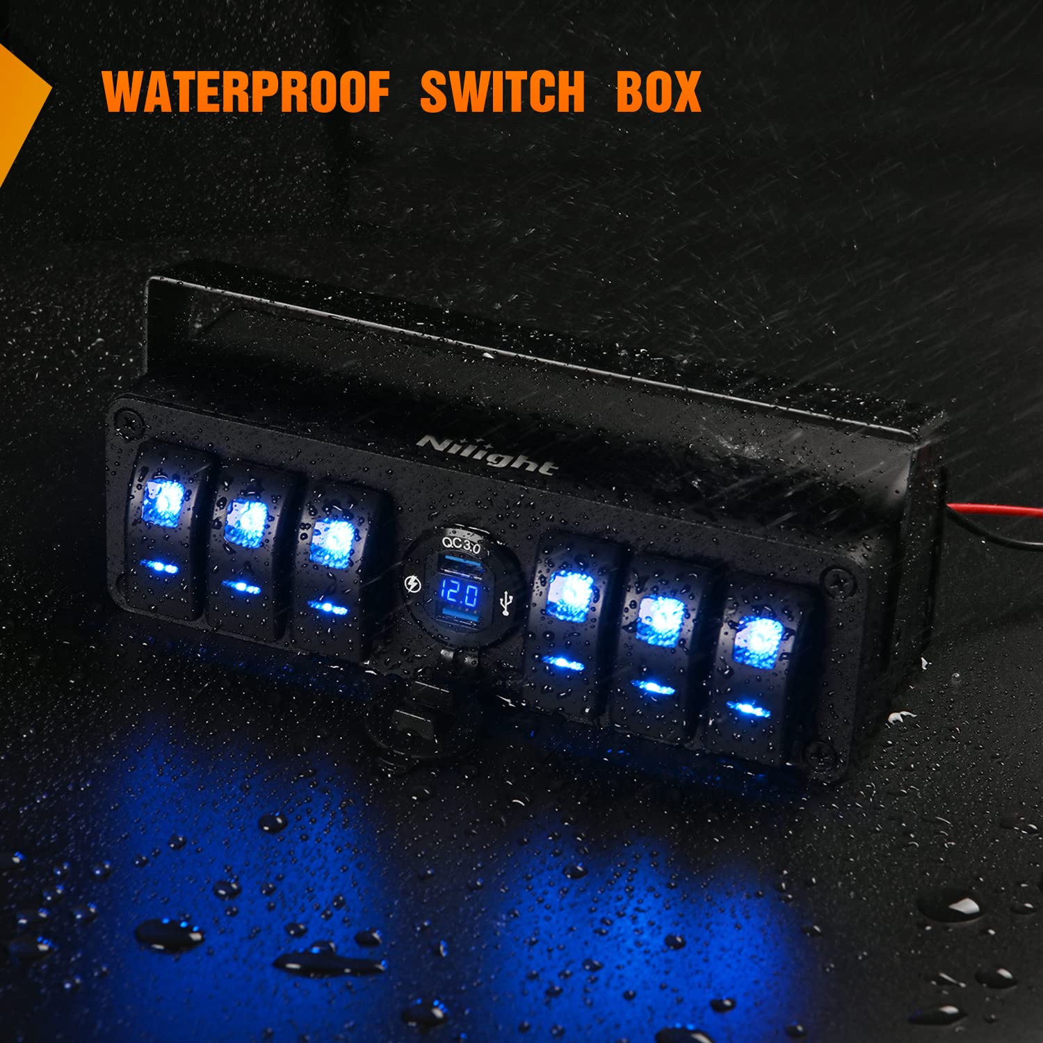 6 Gang Rocker Switch Panel with USB Charger Voltmeter, Pack of 2 J32373