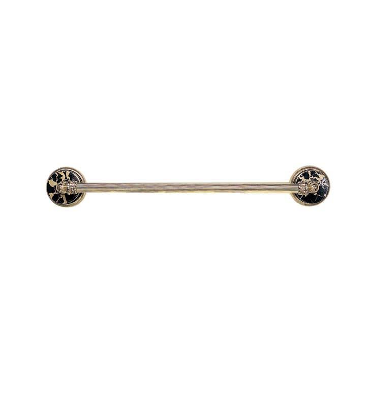 Satin Nickel Wall Mount Towel Bar with Green Marble Handles O4140