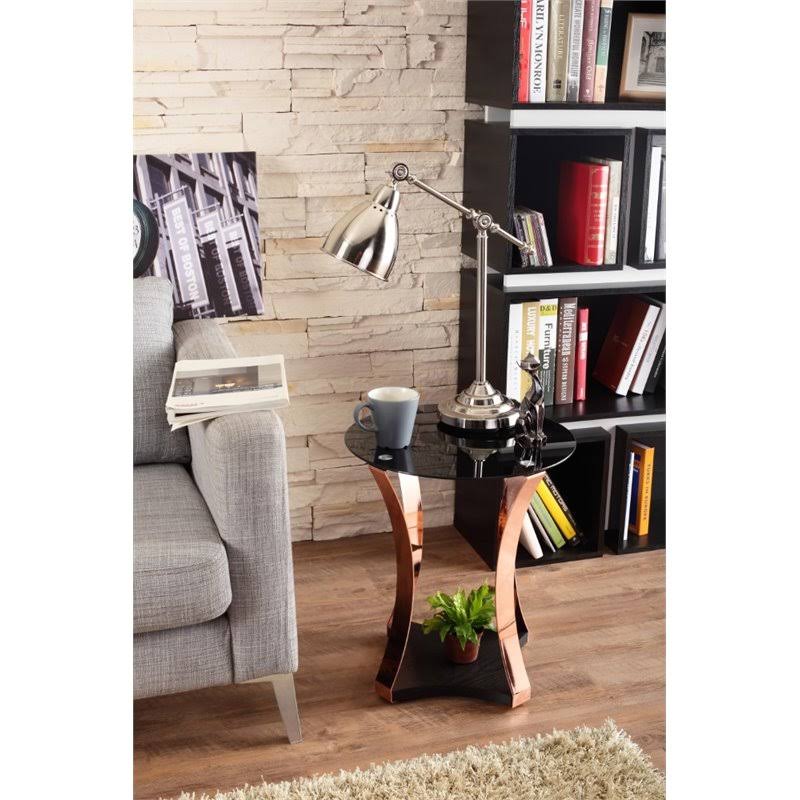Round Glass Top End Table N5702