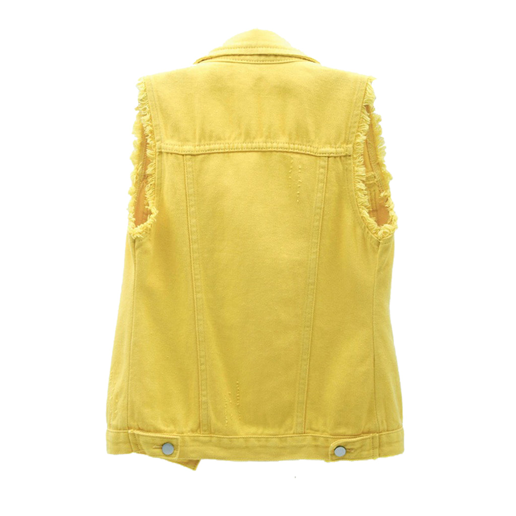 Sleeveless Solid Color Denim Vest U55931