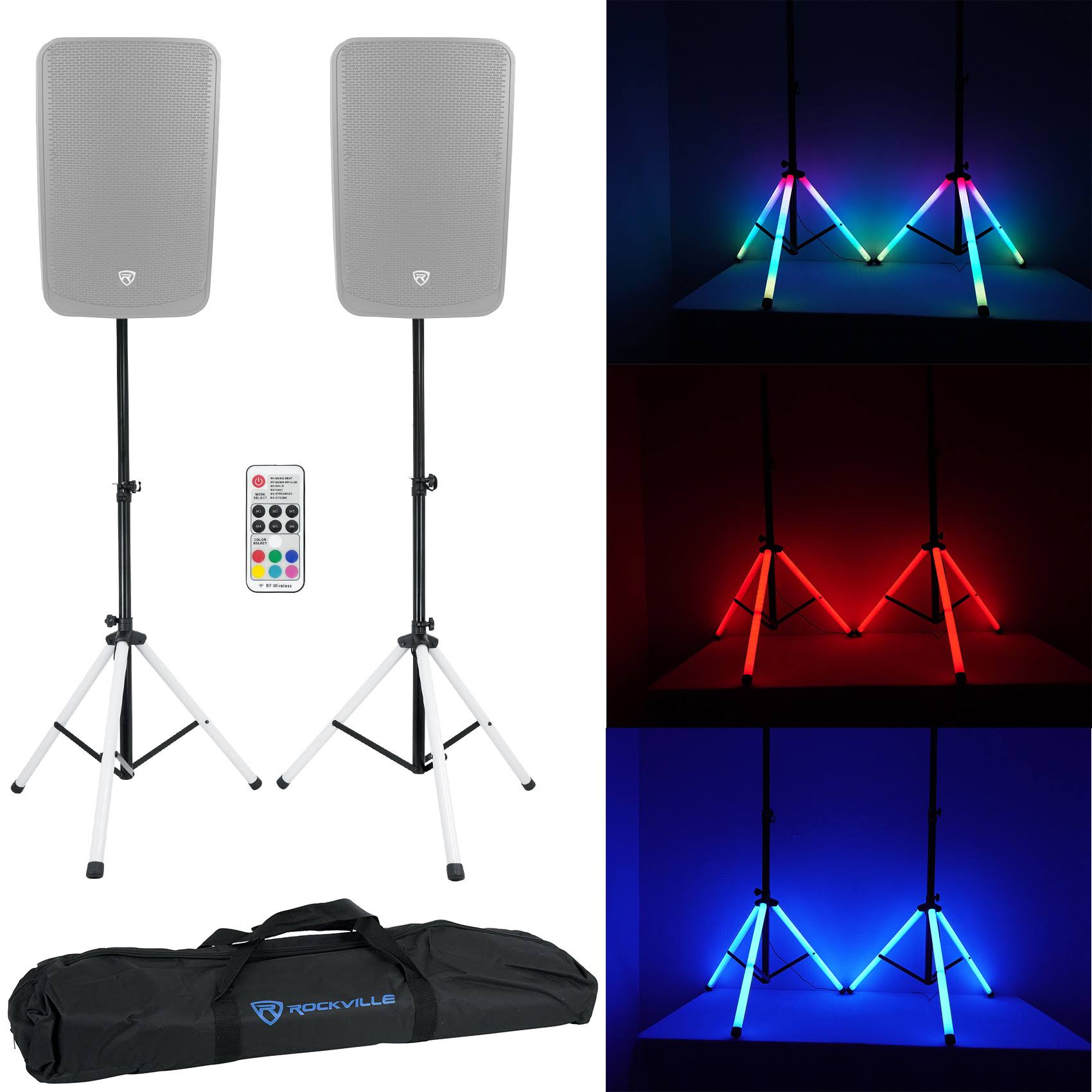 12x22 Powered 600W DJ PA Speakers with Bluetooth and Stands C5391