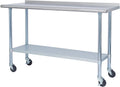 Stainless Steel 24 x 60 Inches Worktable with Backsplash and Adjustable Shelf Y11392