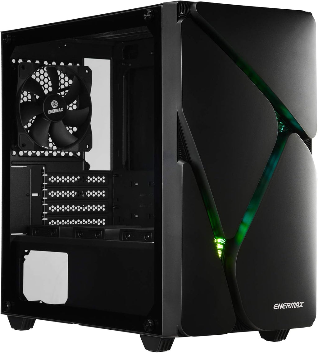 Mid Tower Gaming PC Case with Tempered Glass and Pre-Installed Fans G76413