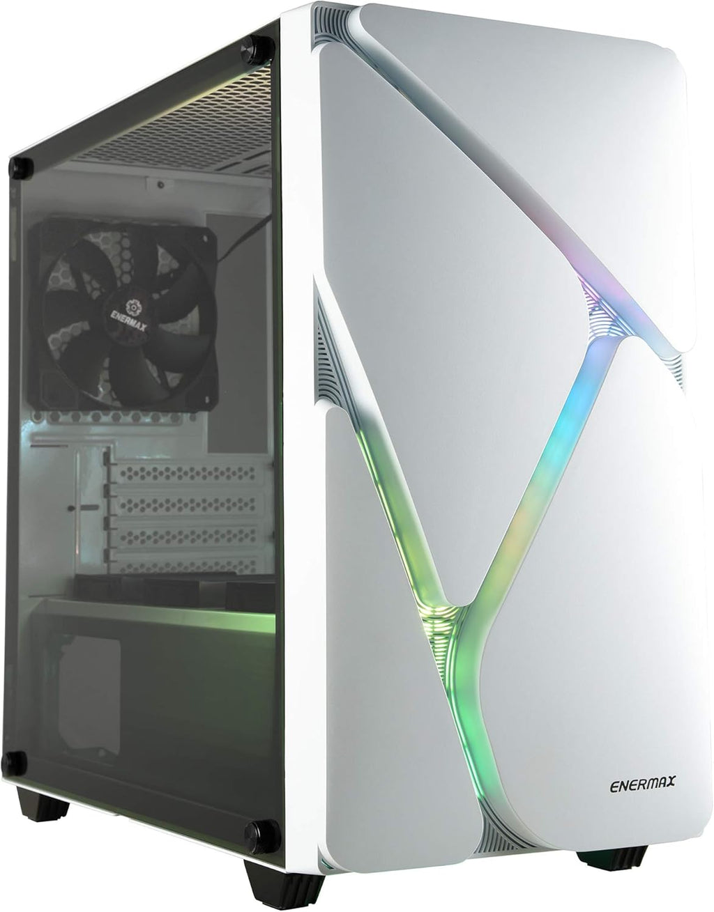 Mid Tower Gaming PC Case with Tempered Glass and Pre-Installed Fans G76413