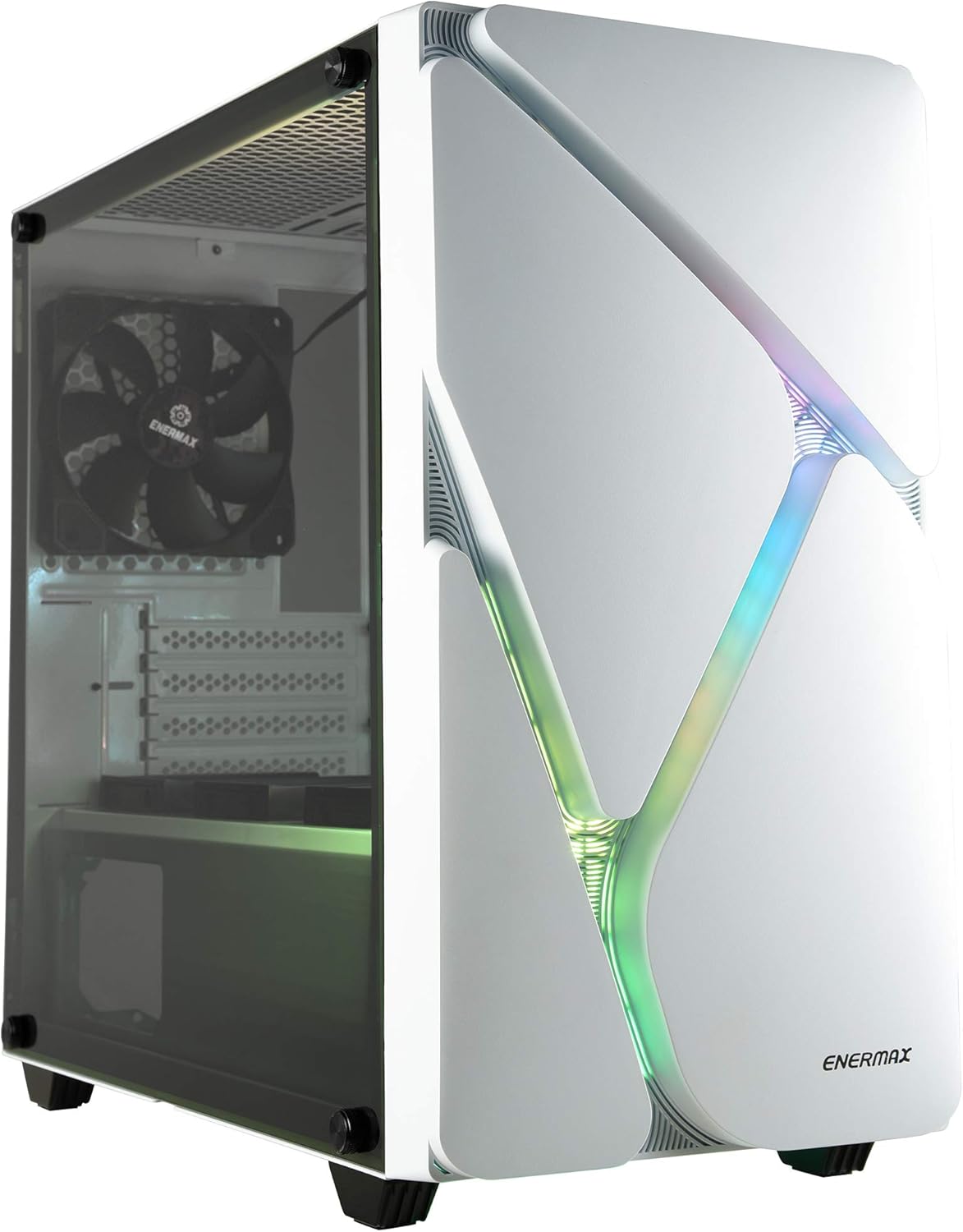 Mid Tower Gaming PC Case with Tempered Glass and Pre-Installed Fans G76413