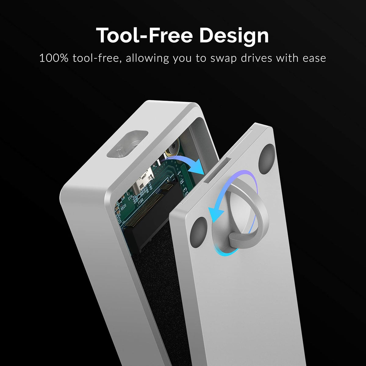 Tool-Free Aluminum M.2 NVMe SSD Enclosure F20259