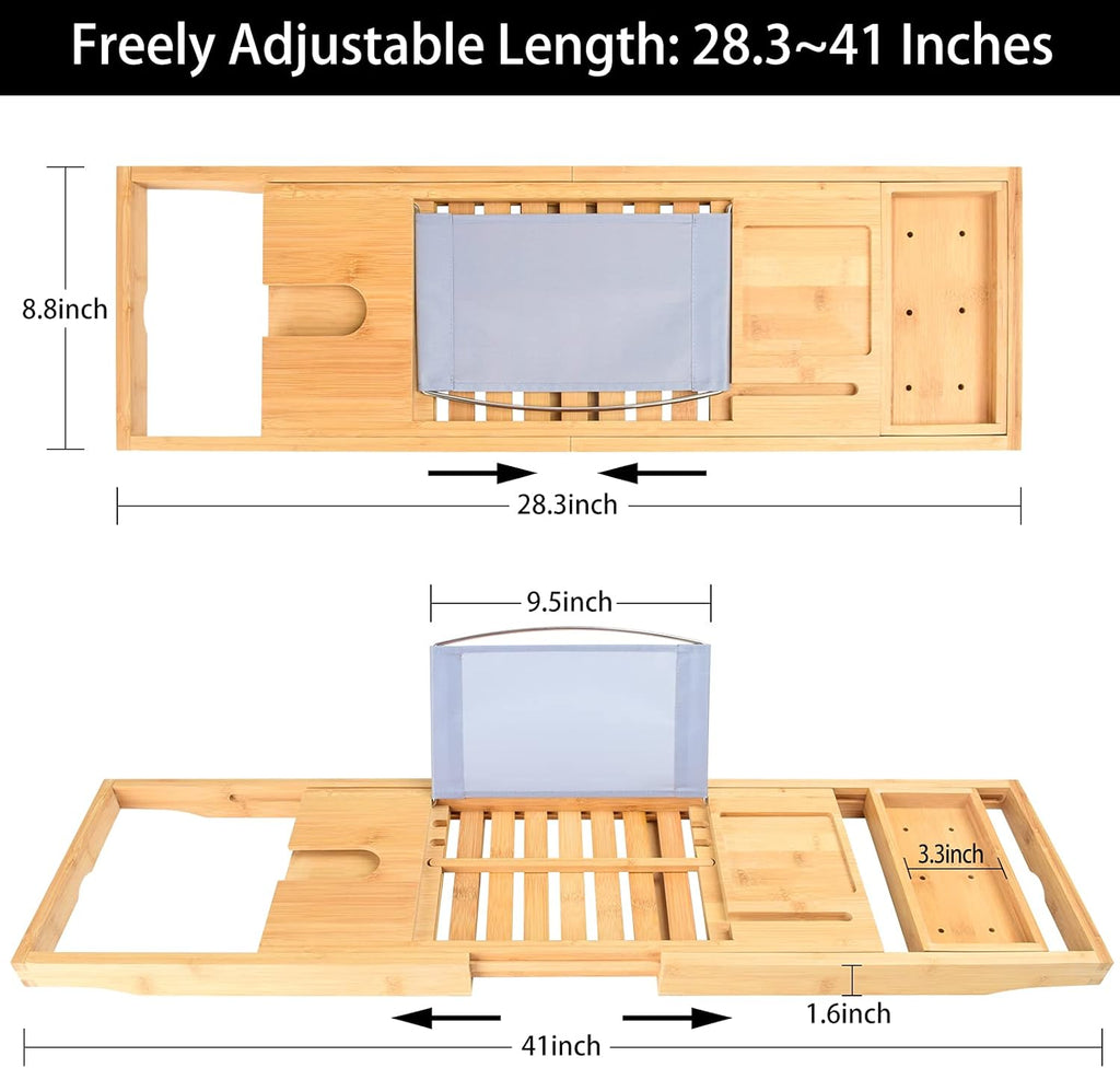 Bamboo Bath Tray Bathtub Caddy, Expandable, Pack of 2 P212