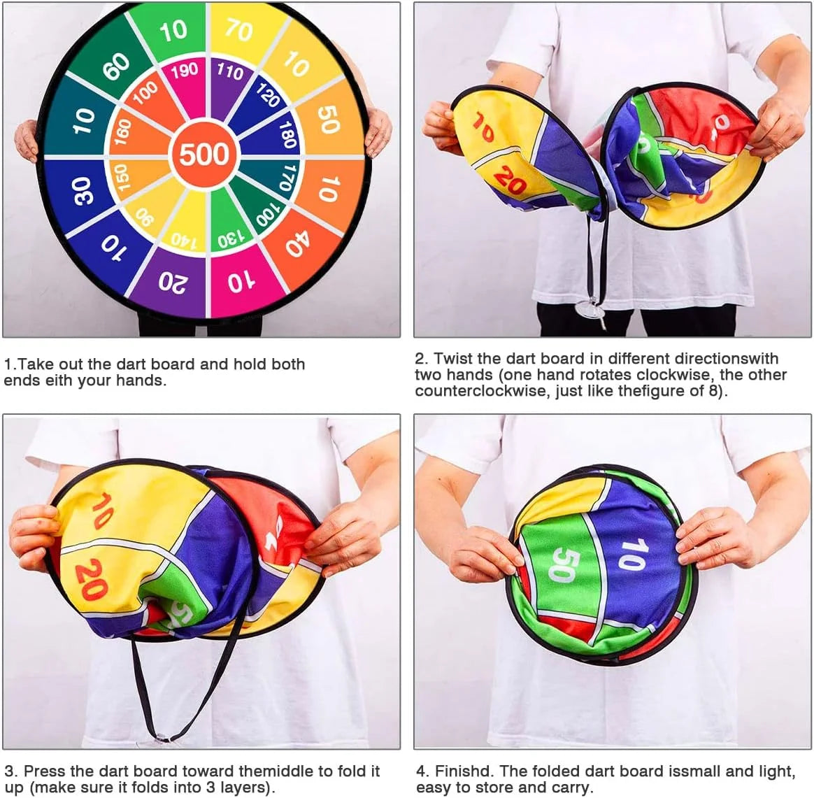 Kids Double-Sided Dartboard Set with 16 Sticky Balls, 28.3 Inches C4605