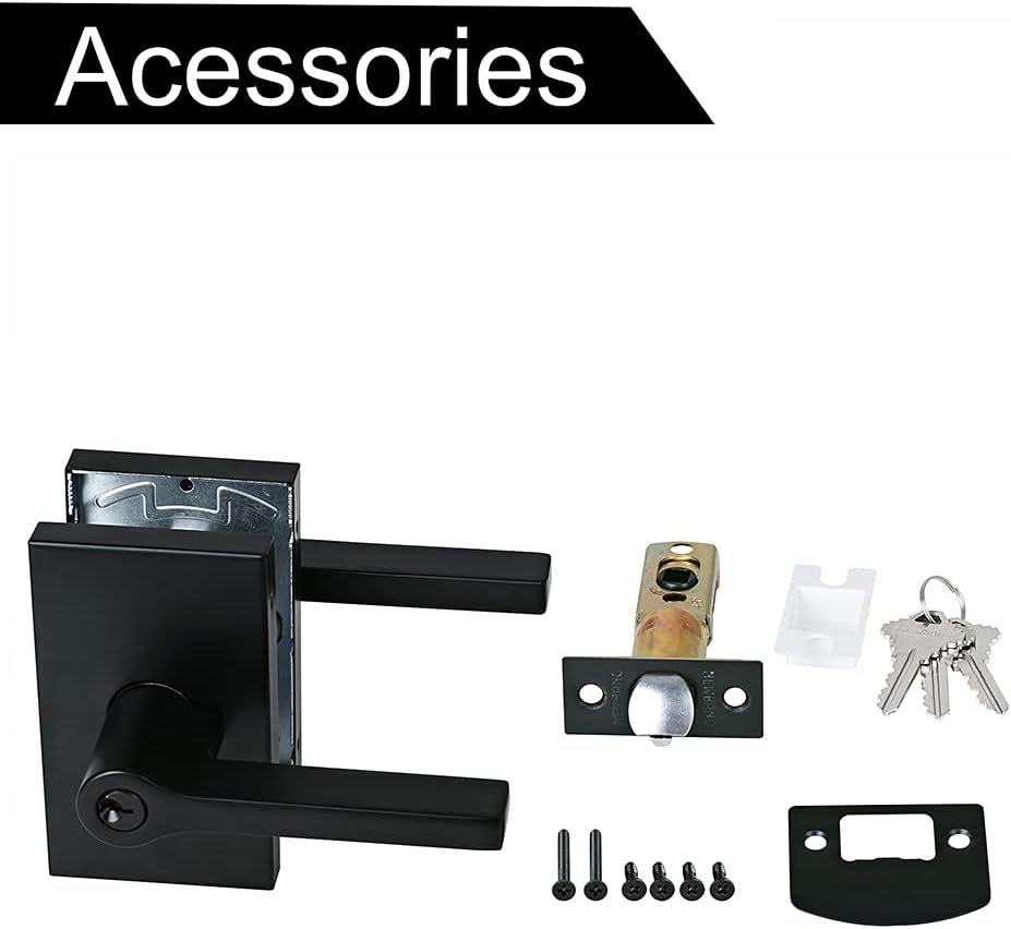 Matte Black Keyed Entry Door Handle Set J397