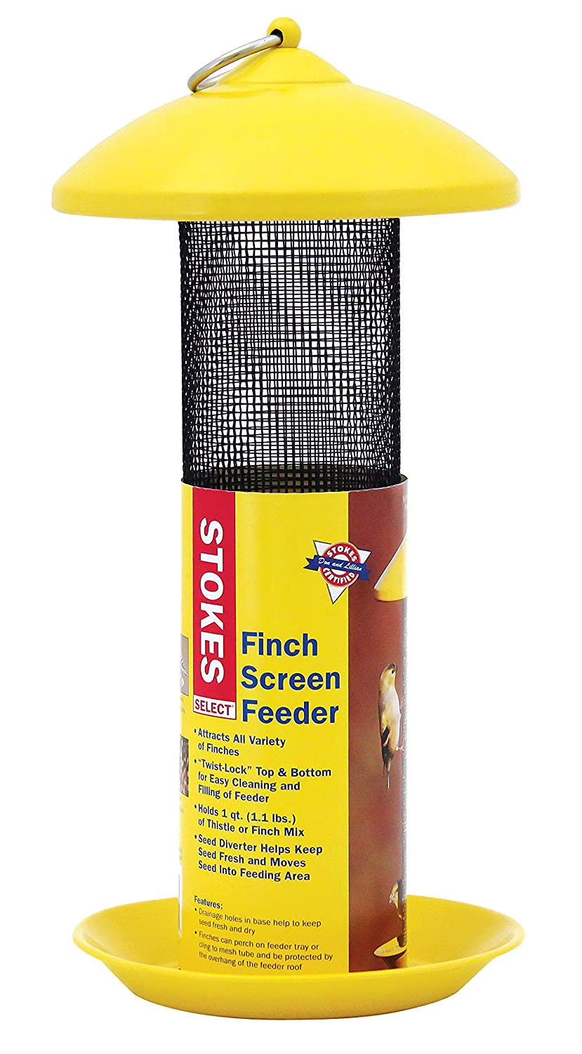 Yellow Finch Screen Bird Feeder with Metal Roof J2046