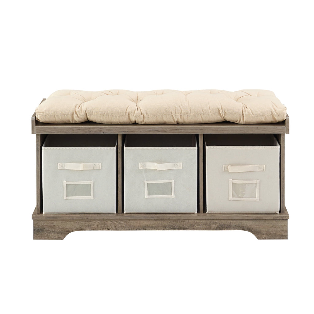 Grey Wash Tufted Storage Bench L8963