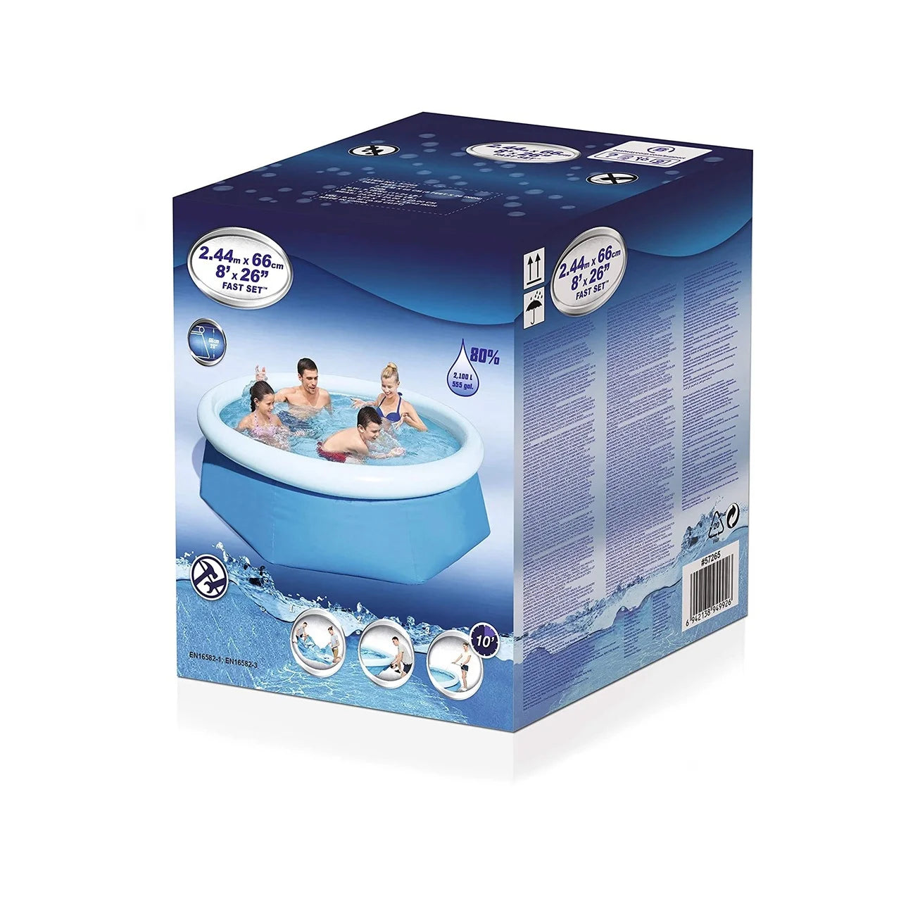 8ft Round Inflatable Kids Swimming Pool with Filter Pump P914