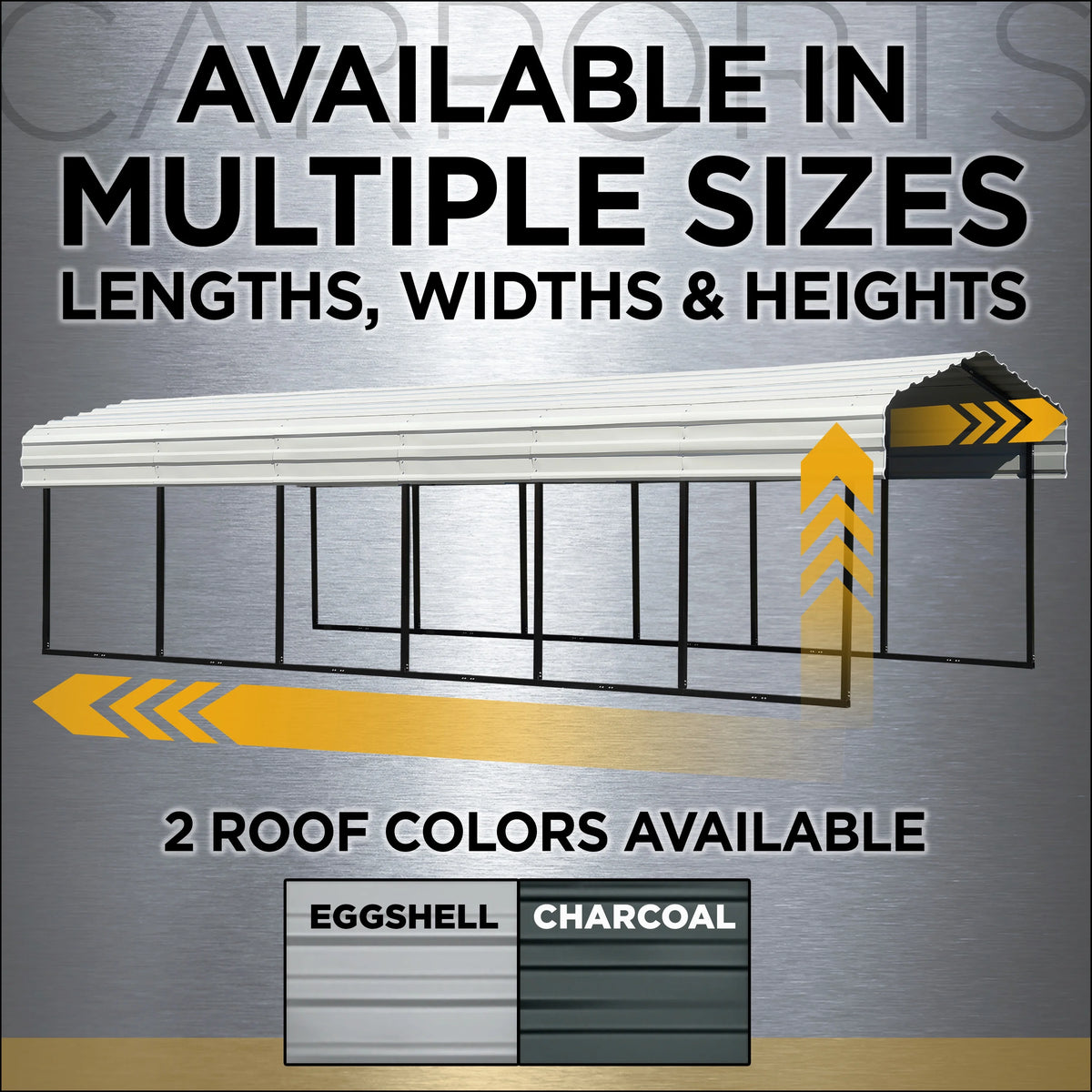Galvanized Steel Carport Kit, 12' x 20' x 7', Charcoal X3591