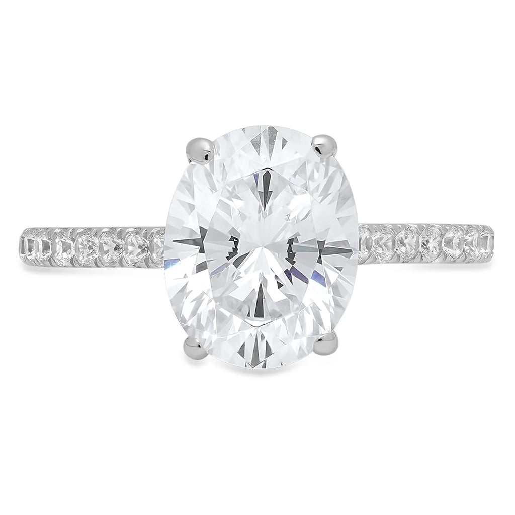 Oval Cut Genuine Cultured Diamond Engagement Ring V938245