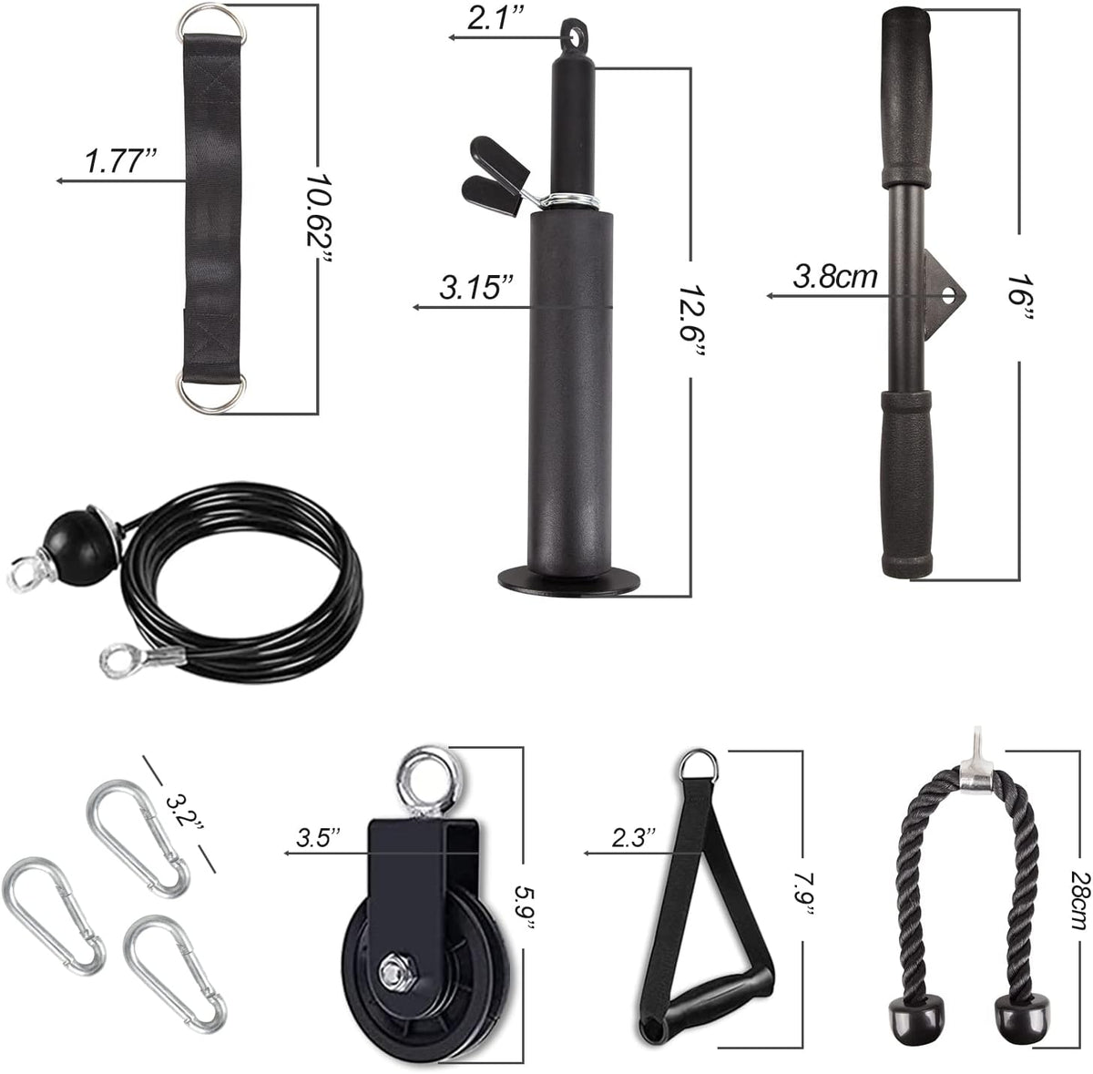 Cable Pulley System Attachments for Gym, LAT Pull Down, Biceps Curl, Triceps Exercise, Home Gym Equipment, Pack of 2 L641720