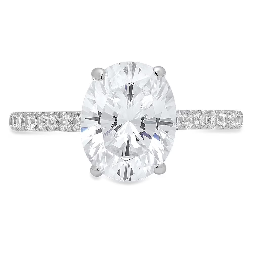 Oval Cut Genuine Cultured Diamond Engagement Ring V938245