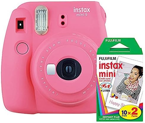 Flamingo Pink Instant Camera and 20 Exposures Film Twin Pack Bundle K6133