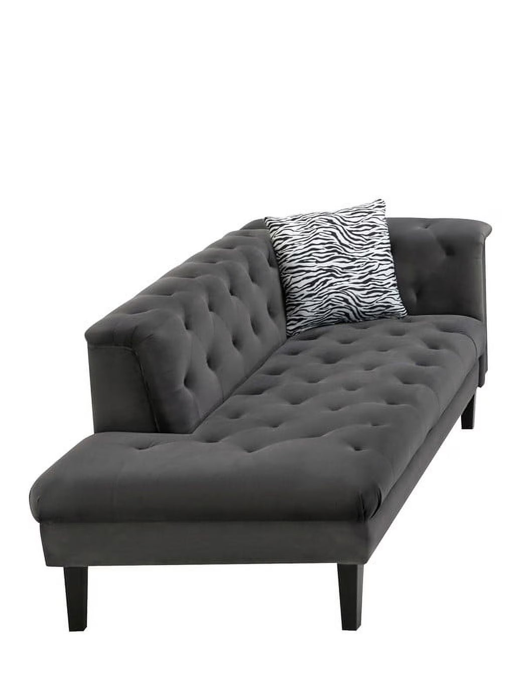 Dark Gray Velvet Tufted Chaise With 1 Accent Pillow G809