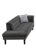 Dark Gray Velvet Tufted Chaise With 1 Accent Pillow G809