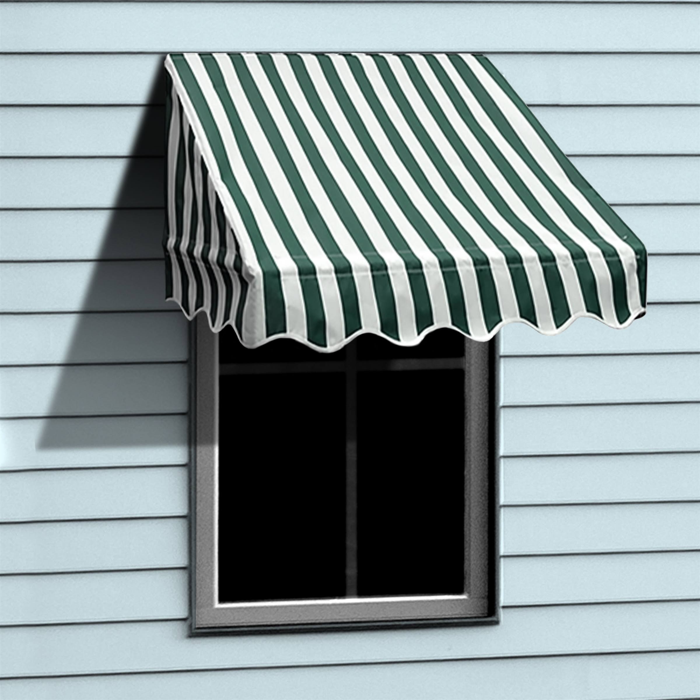 Green and White Stripes Window Awning Door Canopy J116533