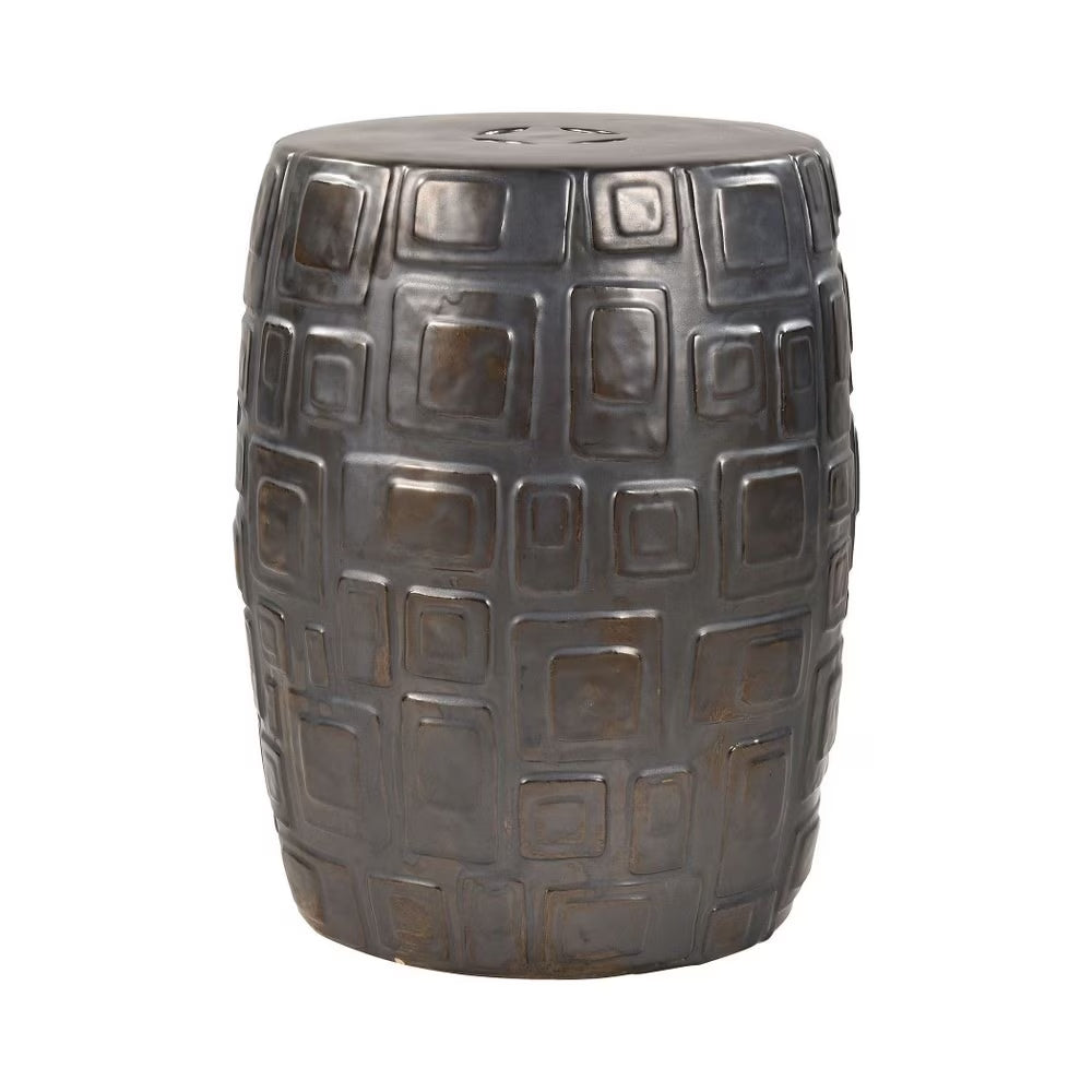 Dark Bronze Glaze Earthenware Stool B23943
