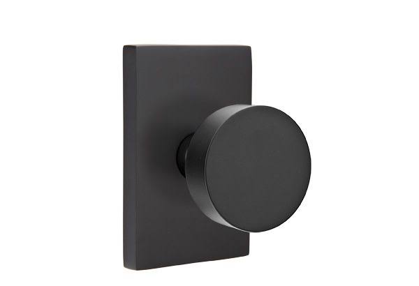 Flat Black Round Knob with Rectangular Rosette T5466