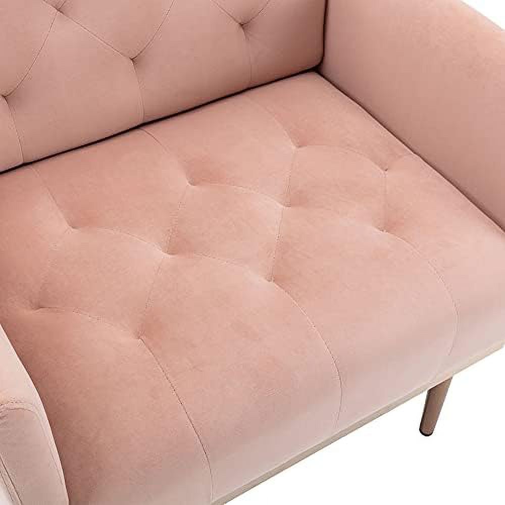 Pink Velvet Single Sofa with Rose Golden Metal Legs J8908
