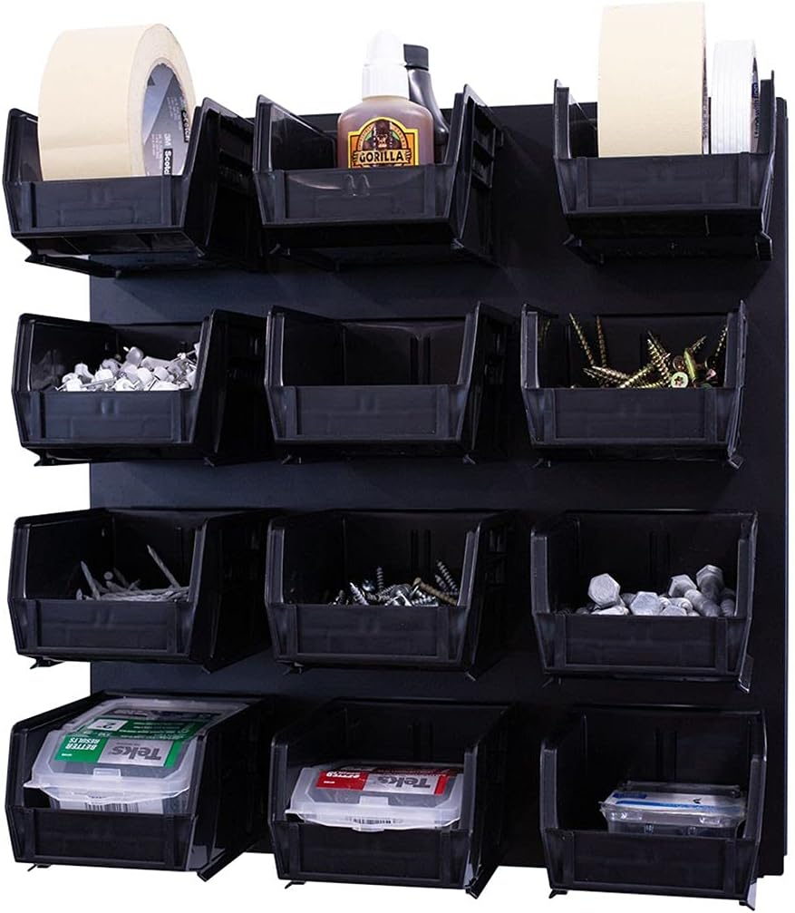 Wall Mounted 16" x 16" Metal Bin Storage System, Pack of 2 R640267