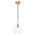 1-Light Pendant in Brass with Clear Seeded Glass T36661