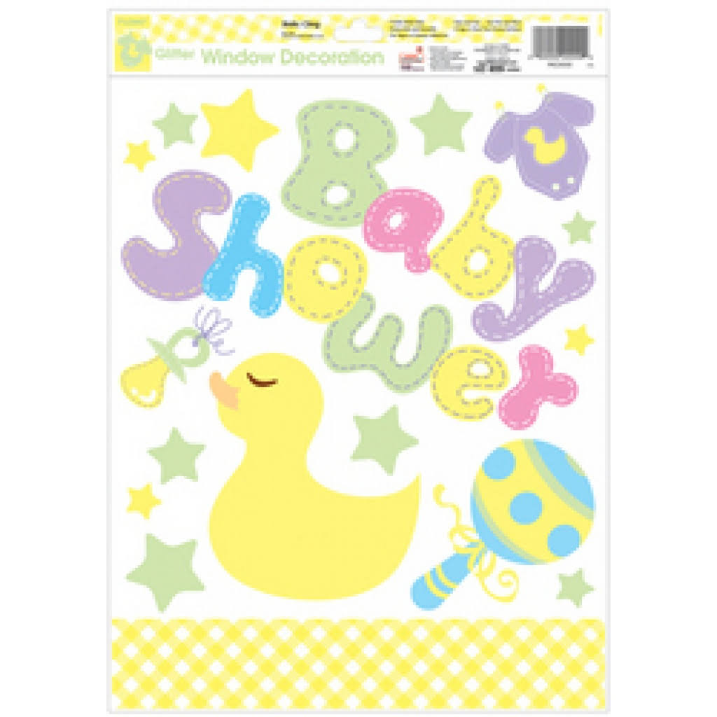 Yellow Baby Shower Glitter Window Cling Decoration Case Pack 36 N248