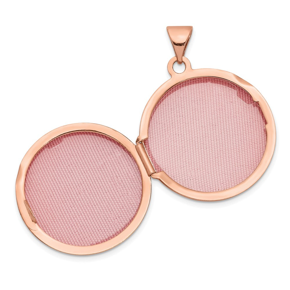 14k Rose Gold Polished Engravable 20mm Round Plain Flat Locket L25081