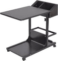 Black Mobile Overbed Table with Storage L153829