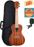 Mahogany Concert Acoustic-Electric Ukulele Bundle with Hard Case, Tuner I490503