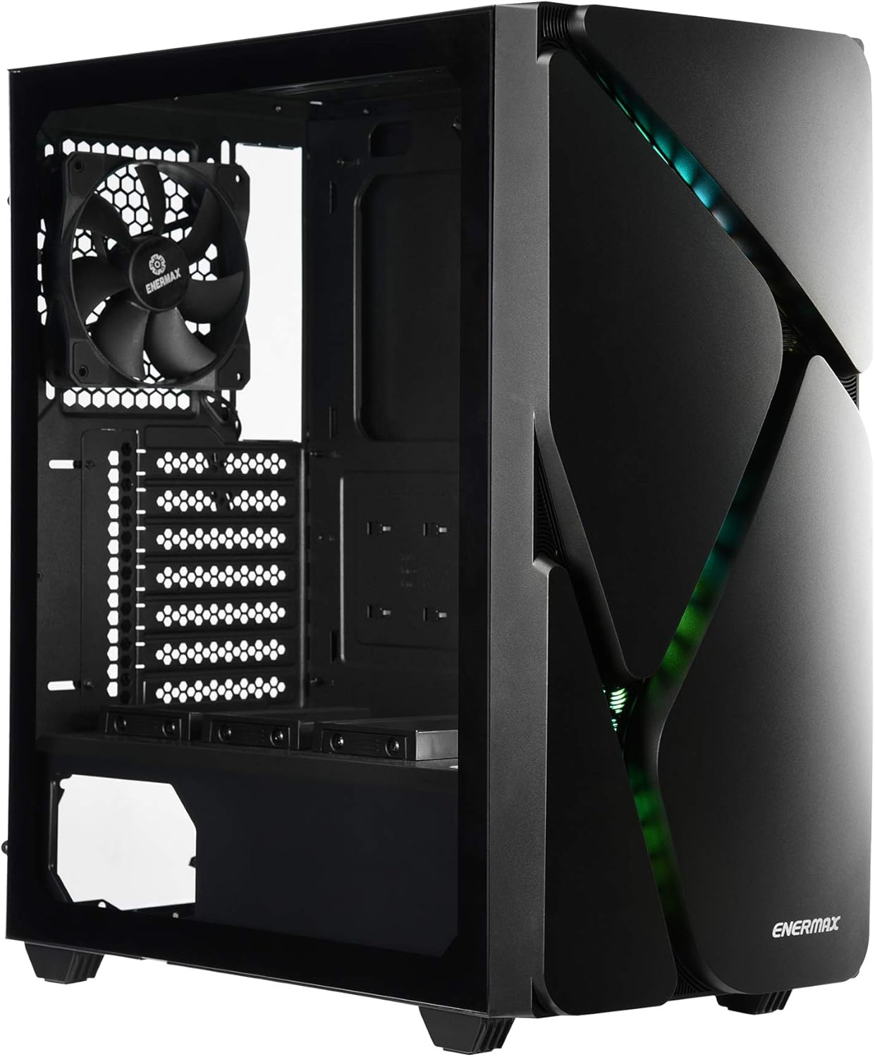 Mid Tower Gaming PC Case with Tempered Glass and Pre-Installed Fans G76413