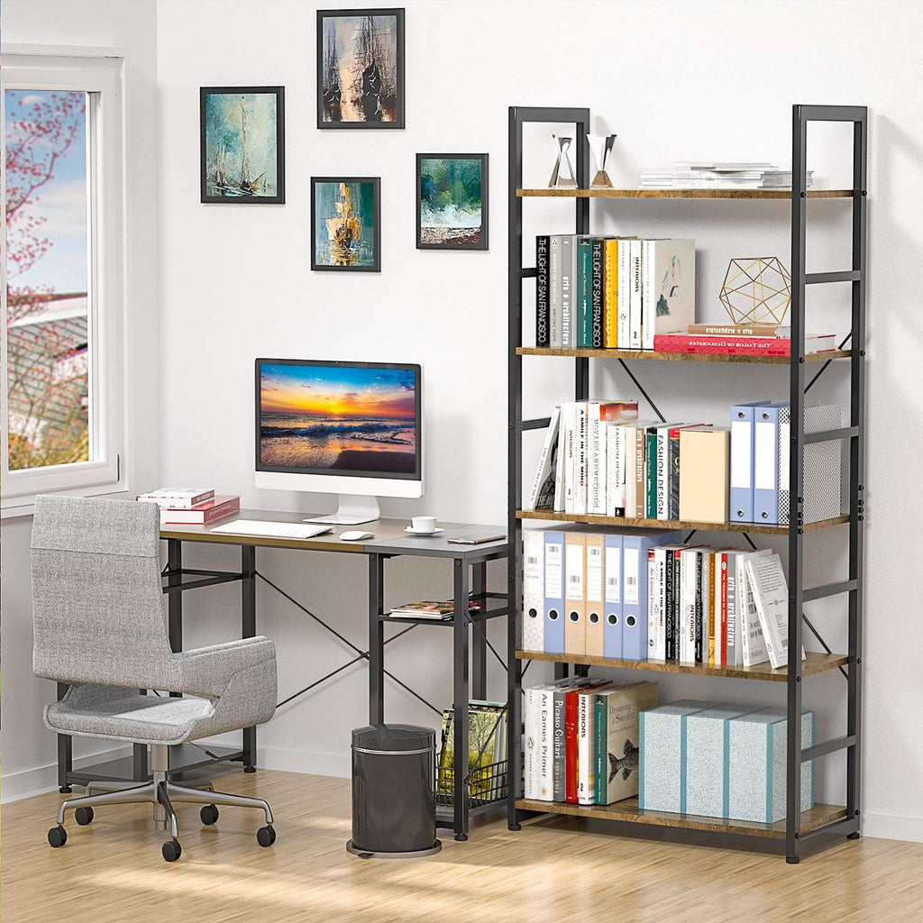 Black 4 Tier Wooden and Metal Bookshelf N926142