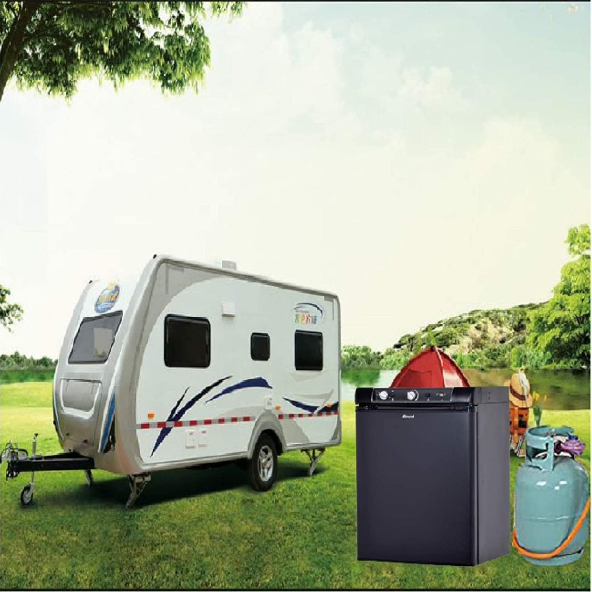 Black 2.1 Cu.ft. 3 Way Propane Refrigerator A904748