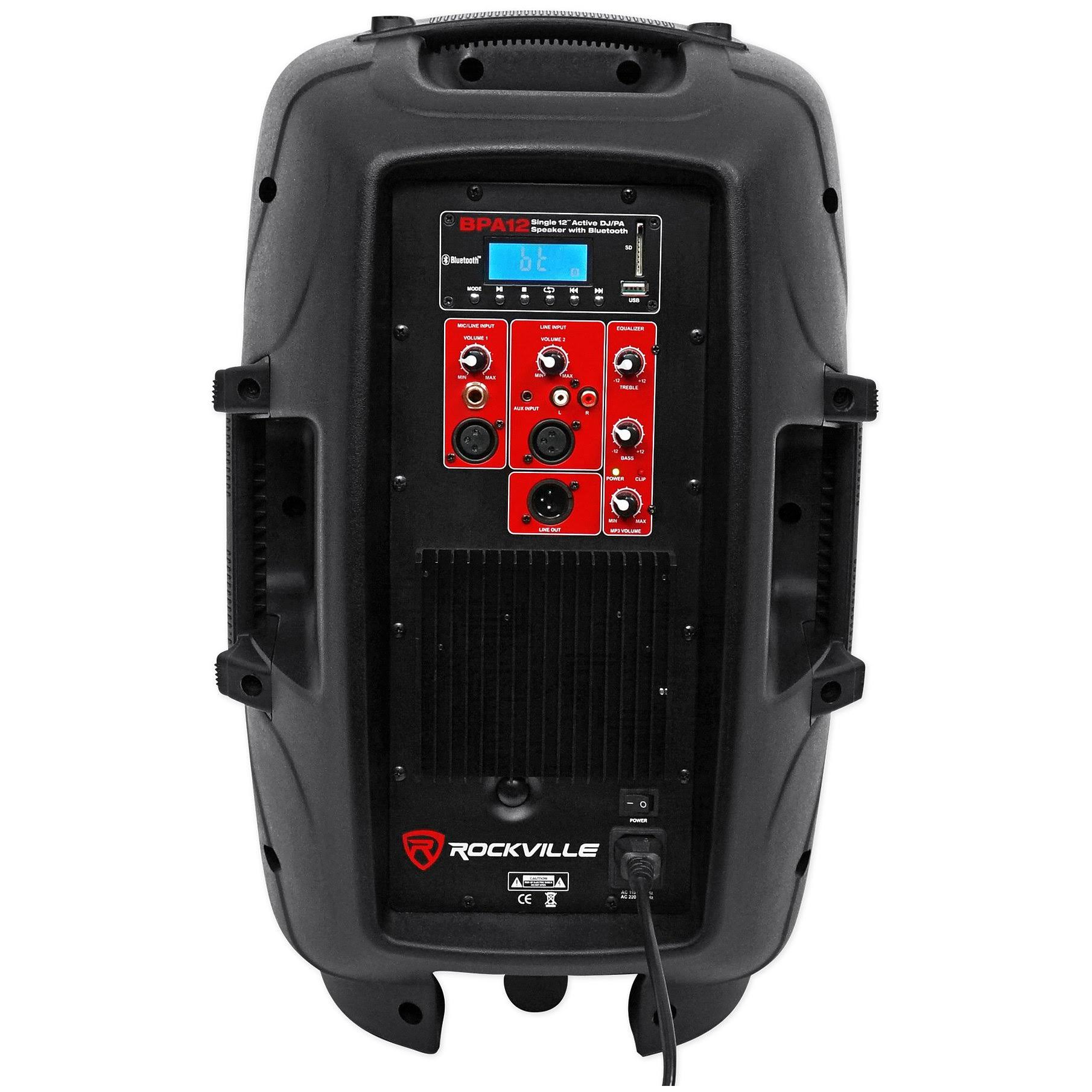 12x22 Powered 600W DJ PA Speakers with Bluetooth and Stands C5391