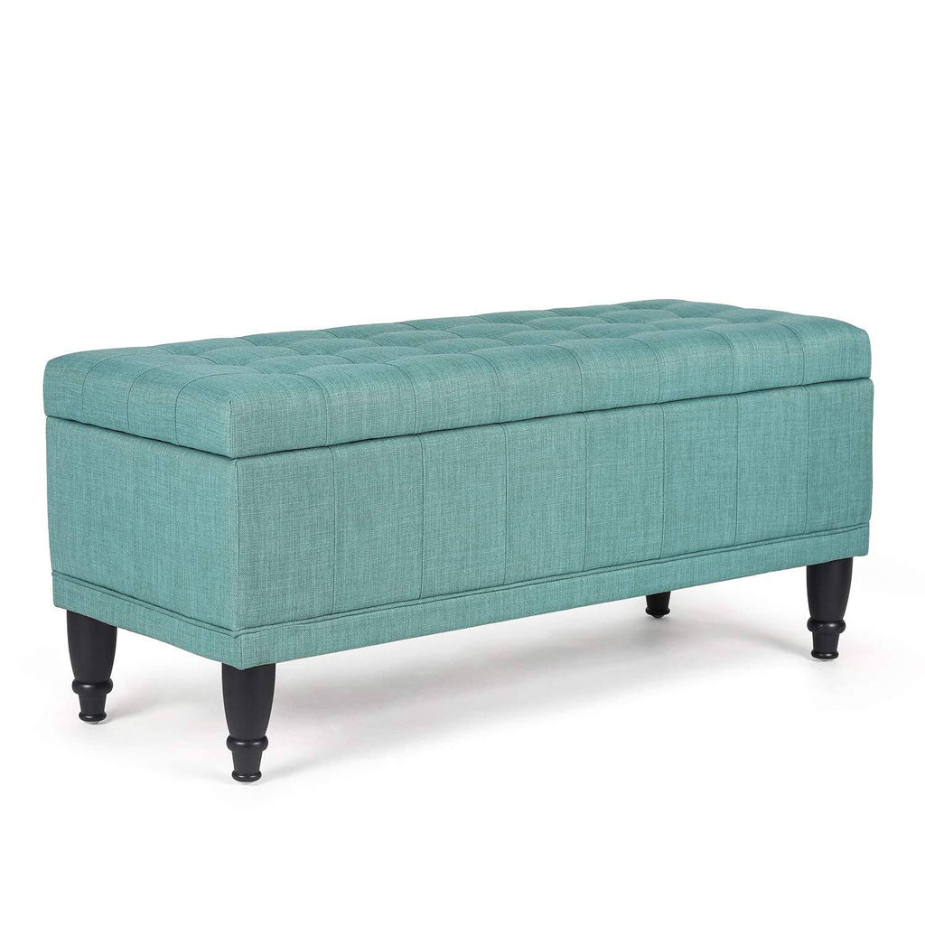 Tufted Light Teal Rectangular Storage Ottoman L794431