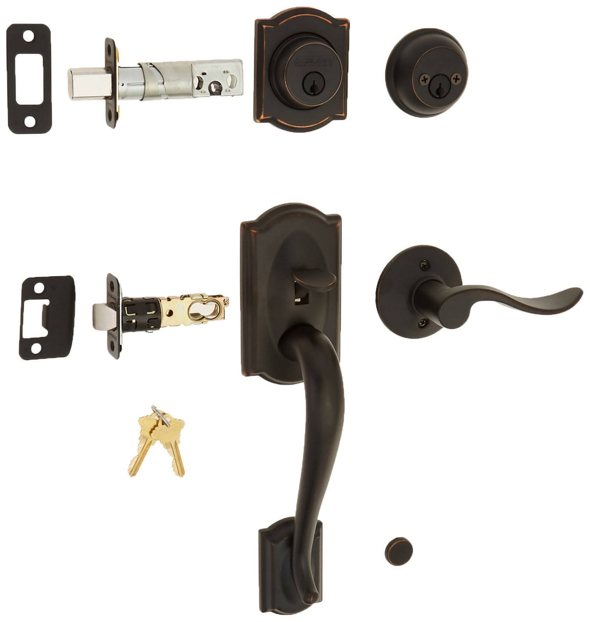 Camelot Right Hand Double Cylinder Handleset with Accent Aged Bronze J439599