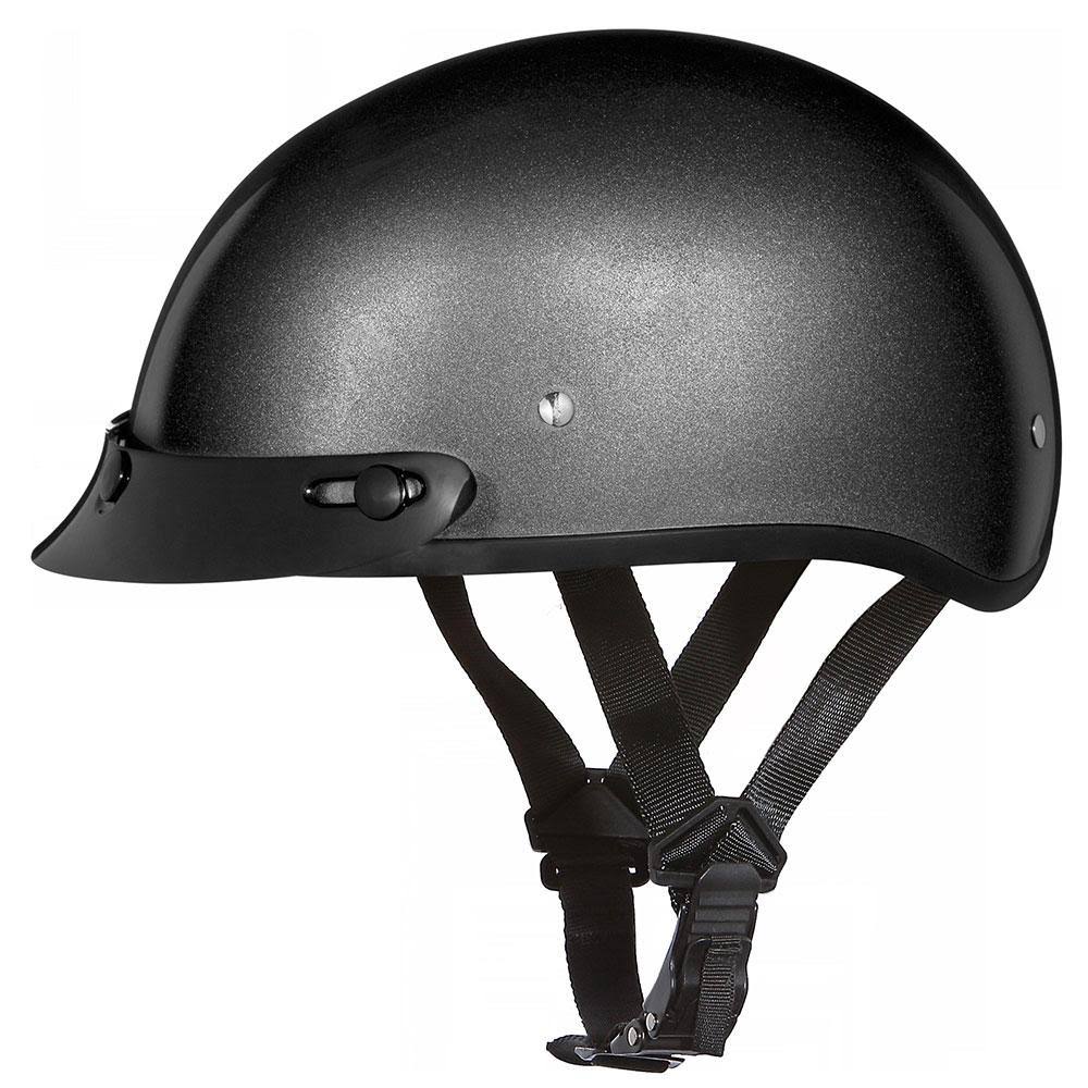 Gun Metal Grey Metallic Half Face Helmet With Visor I185