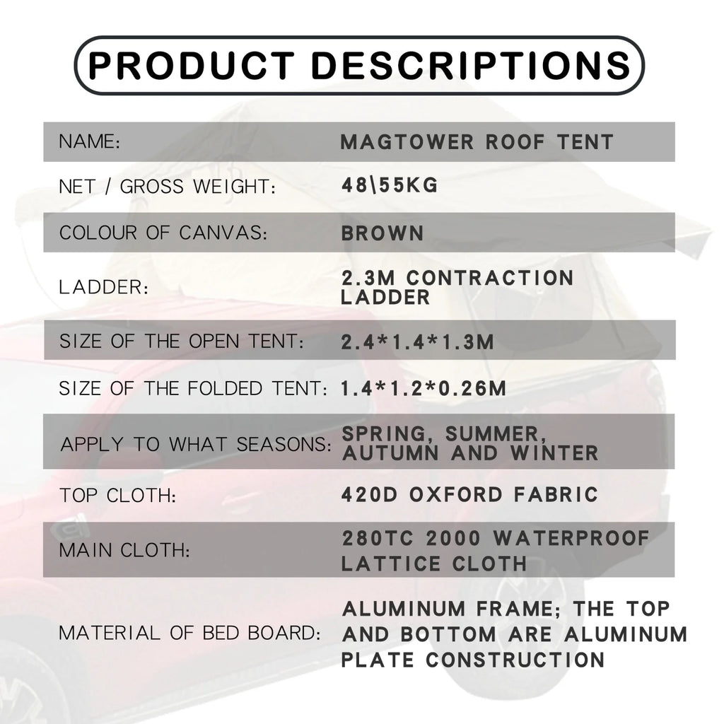 3 Person Roof Top Tent with Waterproof Lattice E842898