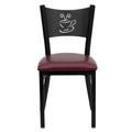 Burgundy Vinyl Seat Black Metal Frame Restaurant Chair Y273