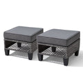 Gray 2 PCS Wicker Ottoman with Cushions Y897233