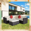 4-Piece Brown Poly Rattan Sectional Sofa Set with Table I412810