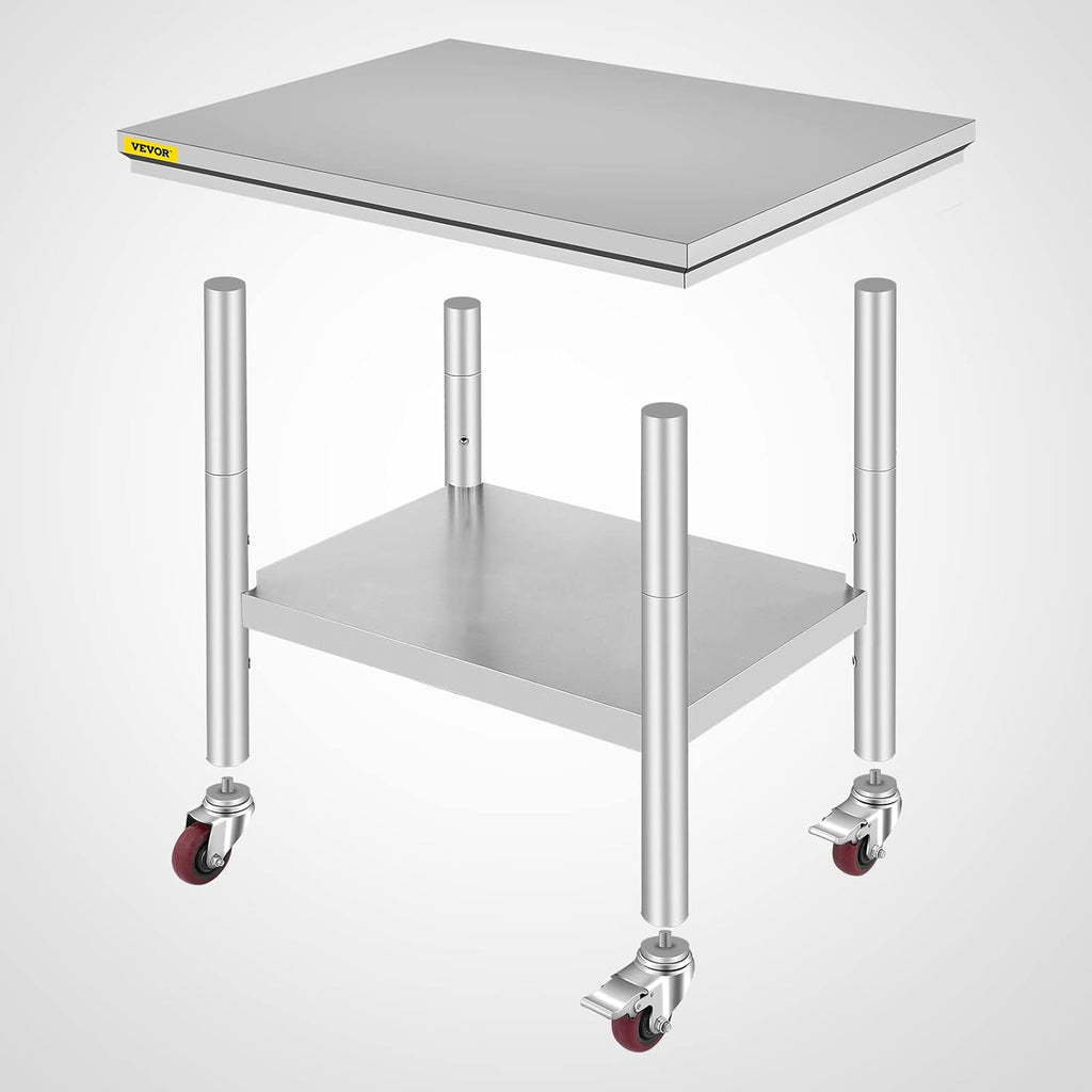 Stainless Steel Work Table with Wheels 24 x 30 x 32 Inch E1255