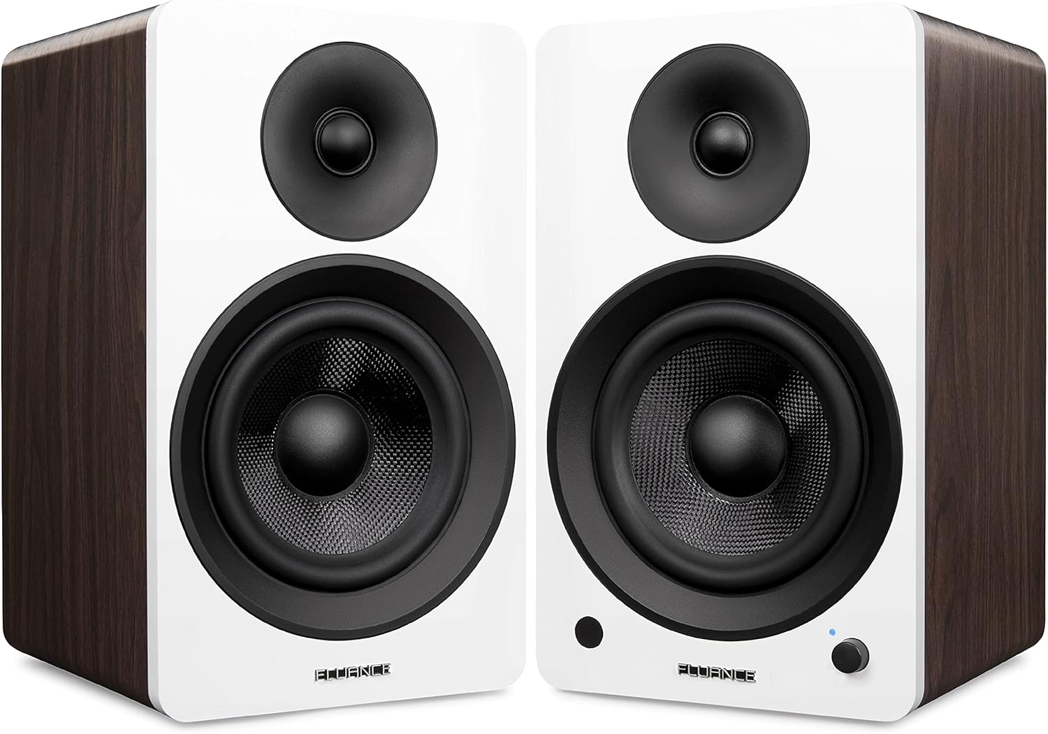 Powered 2-Way Stereo Bookshelf Speakers with 6.5 Drivers, 120W Amplifier (Natural Walnut) T763958
